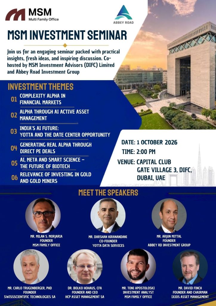 MSM Investment Seminar, 1 October 2026, Capital Club Dubai